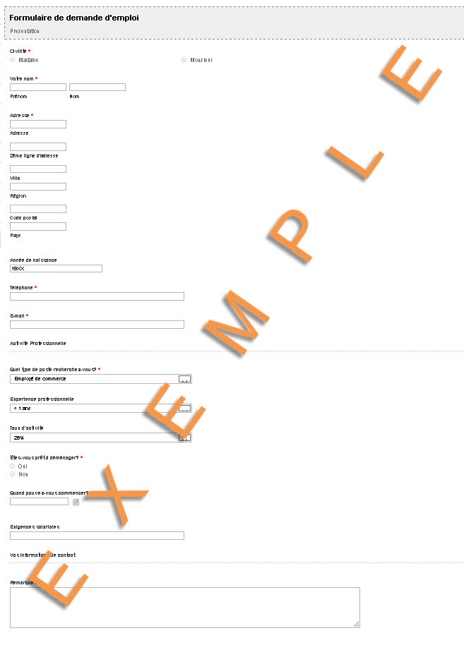 Les formulaires de demande d'emplois par Formpro