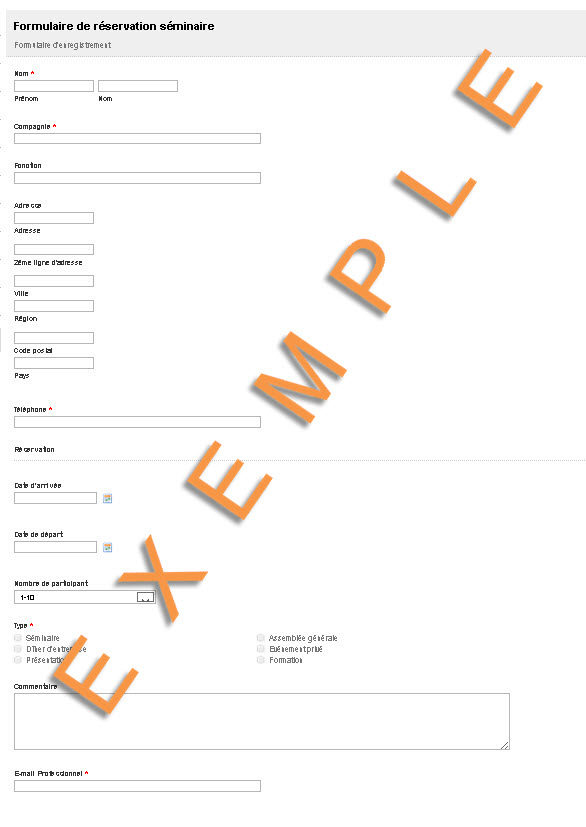 Les formulaires de réservations de Formpro